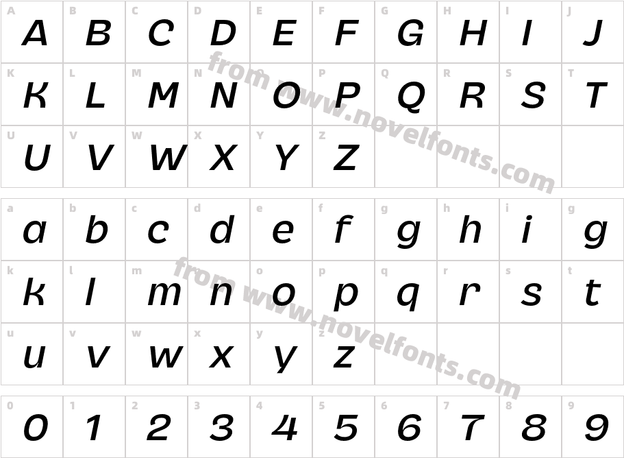 Cendra Medium ItalicCharacter Map
