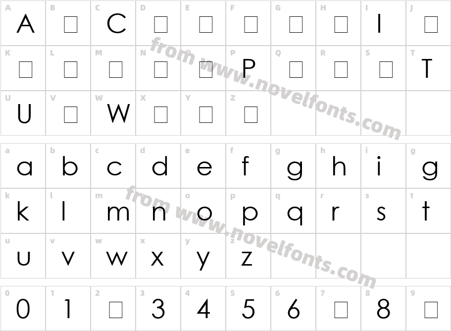 Century Gothic WGLCharacter Map
