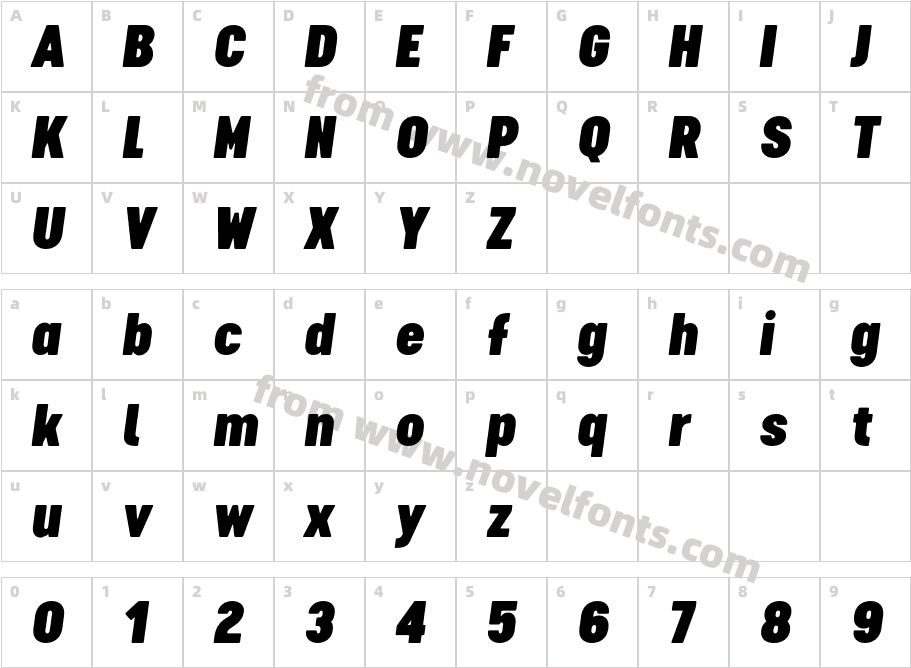 Cervo Neue Con W05 Black ItalicCharacter Map