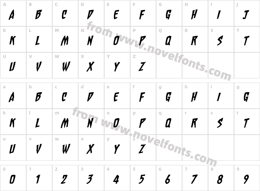 Chainsawz BB ItalicCharacter Map
