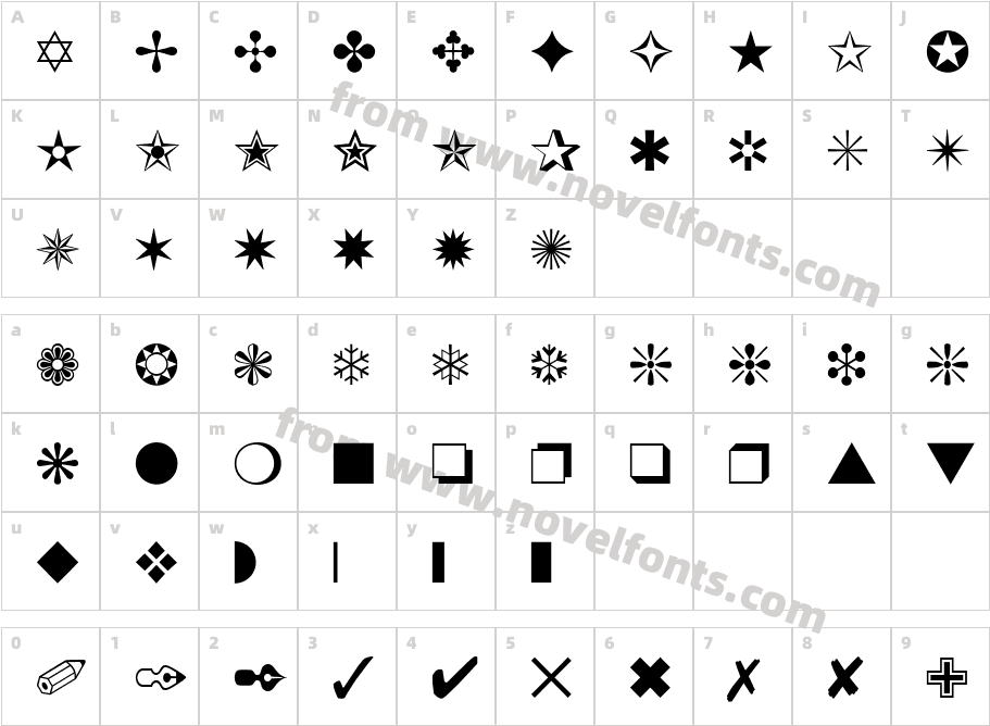 Chancery Ornaments S SiCharacter Map