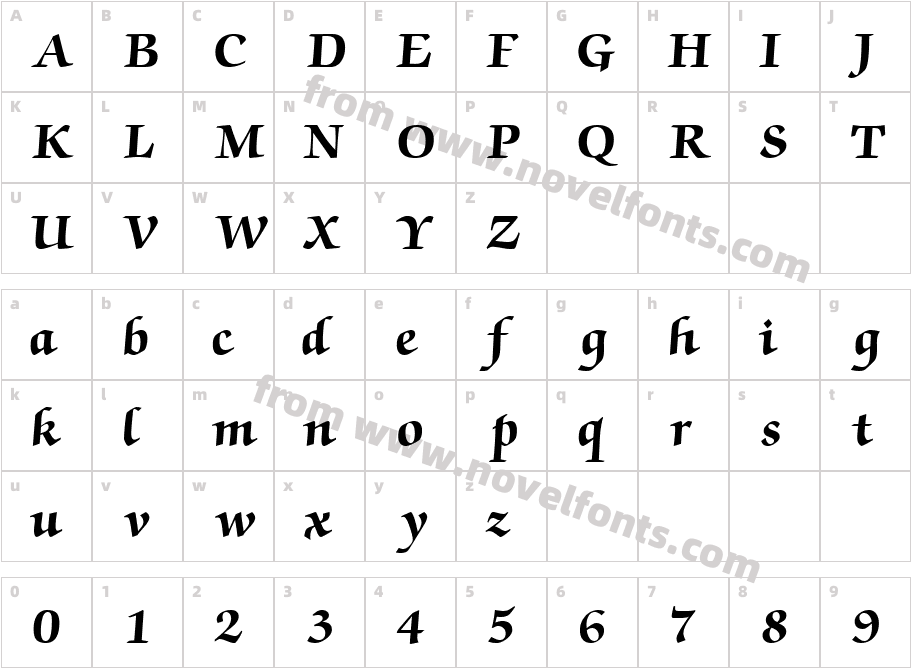 Chancery Script BlackSSKCharacter Map
