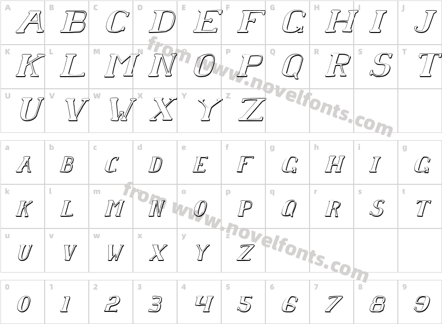 Chardin Doihle Shadow ItalicCharacter Map