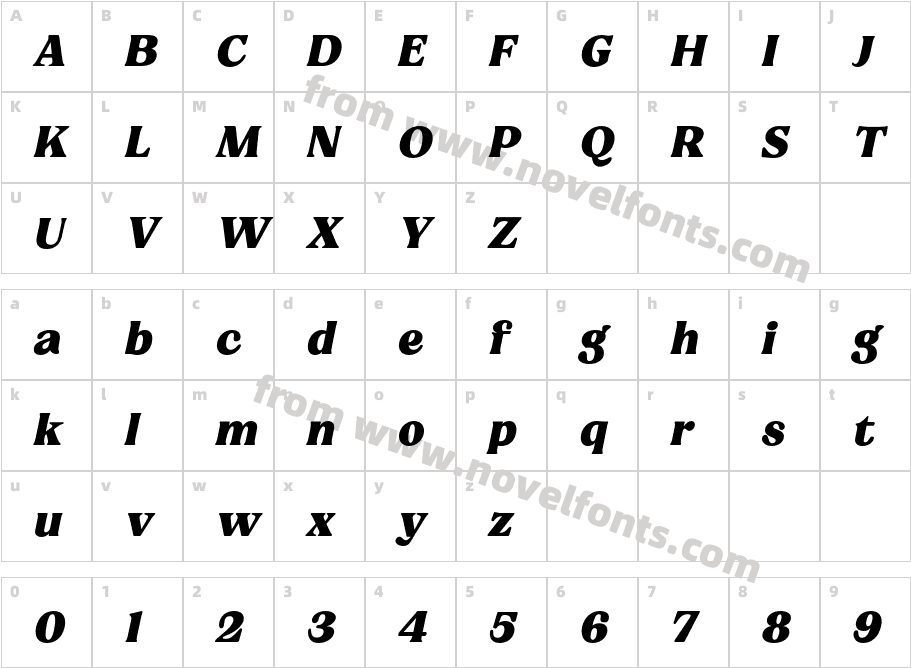 Charman Serif Black ItalicCharacter Map