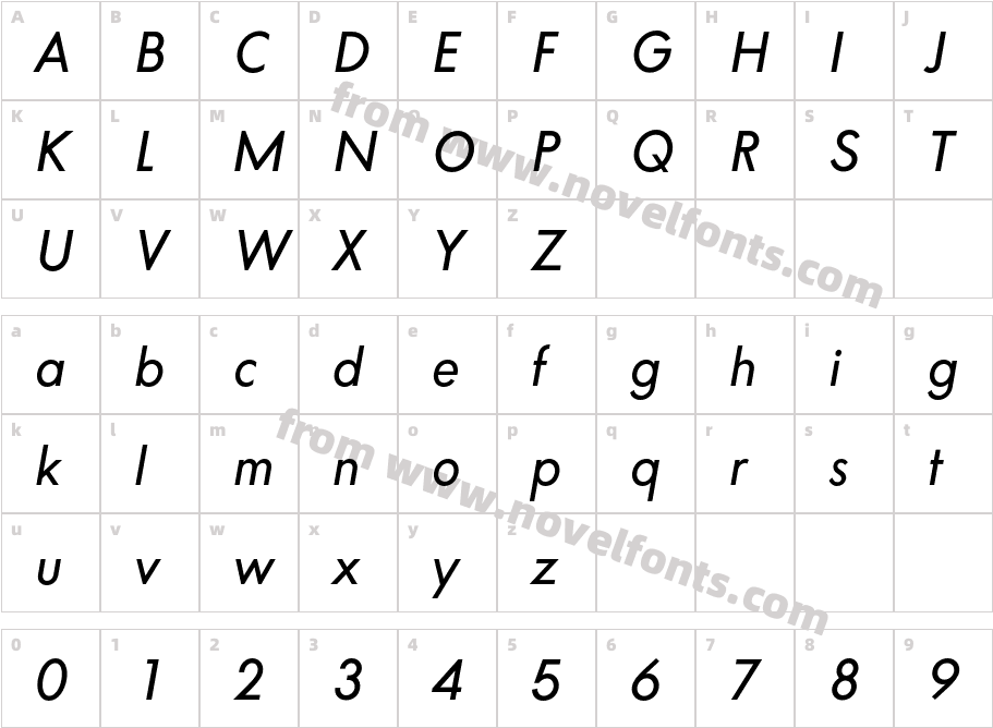 Charrow Semibold ItalicCharacter Map