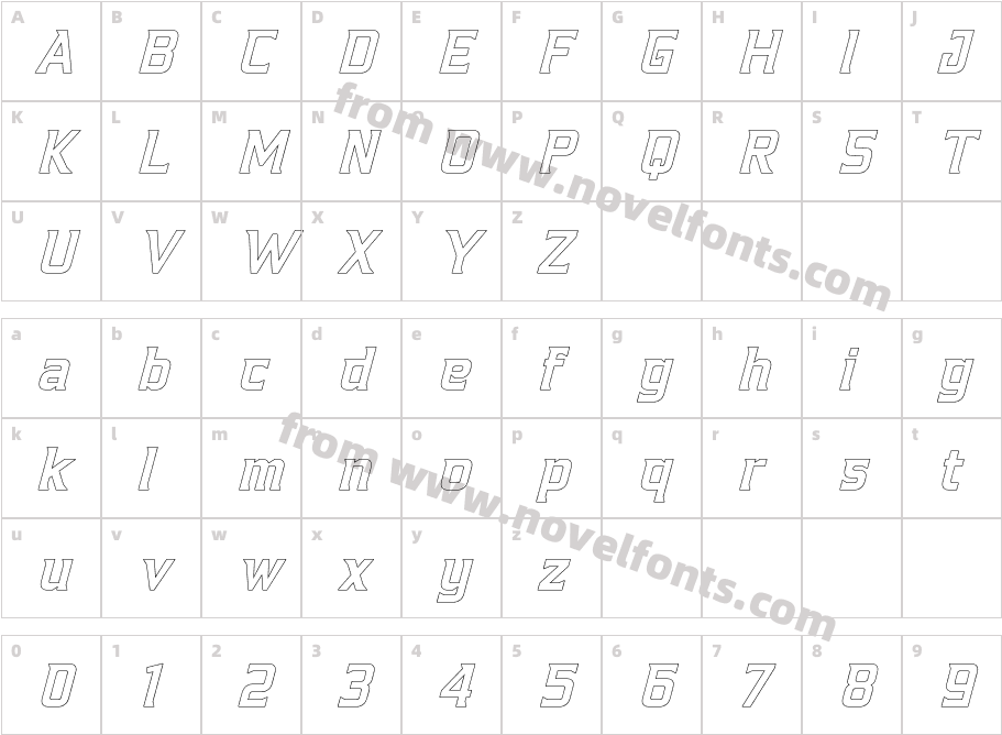 Chavirs Italic OutlineCharacter Map