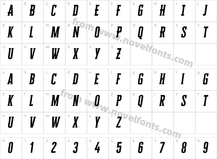 Cheddar Gothic Serif ItalicCharacter Map