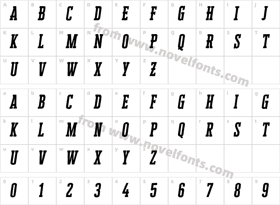 Cheddar Gothic Slab ItalicCharacter Map
