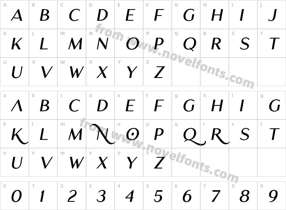 Chequers Bold ItalicCharacter Map