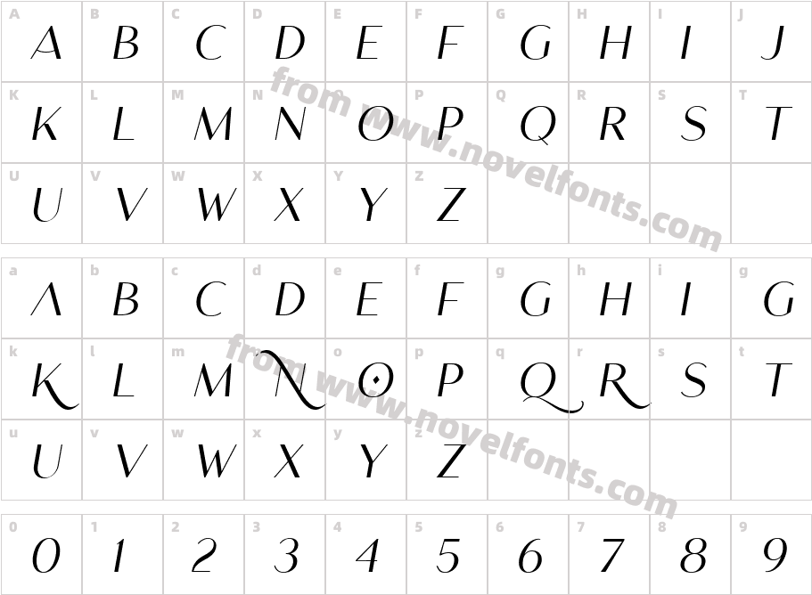 Chequers ItalicCharacter Map