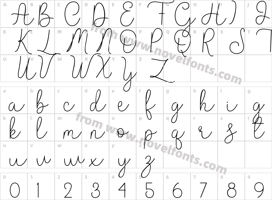 Chiffon RegularCharacter Map