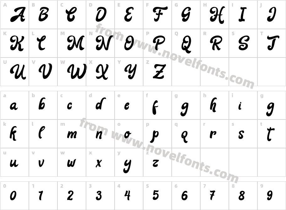 Choco Late Script RegularCharacter Map
