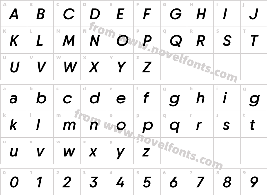 Chopin Trial Semibold ItalicCharacter Map