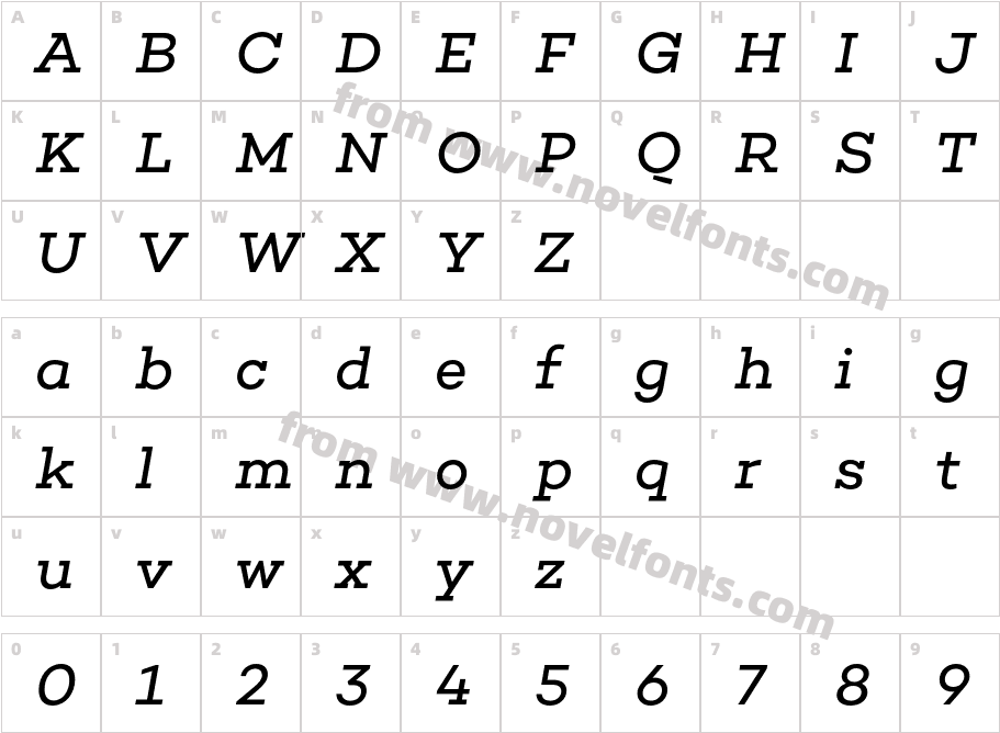 Choplin Book ItalicCharacter Map