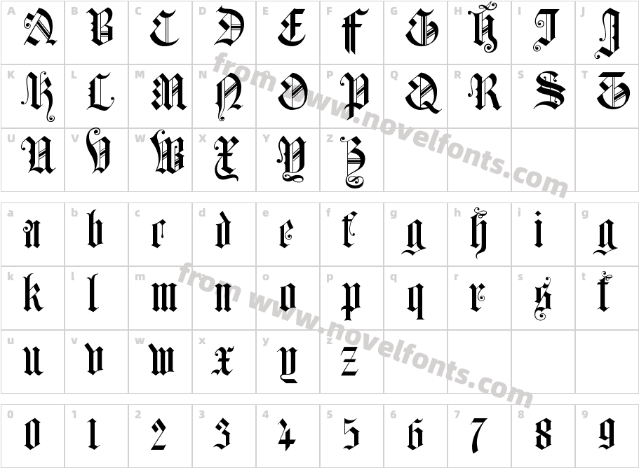 Church Text bCharacter Map