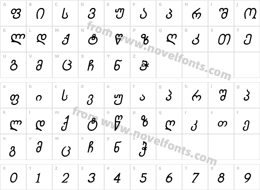 Chveulebrivy ITV Bold ItalicCharacter Map