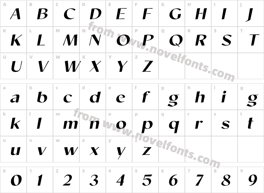 Cicada Bold ItalicCharacter Map