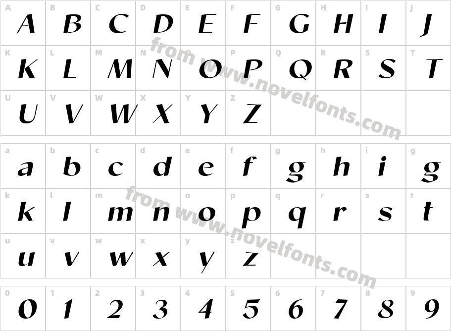 Cicada Bold ItalicCharacter Map