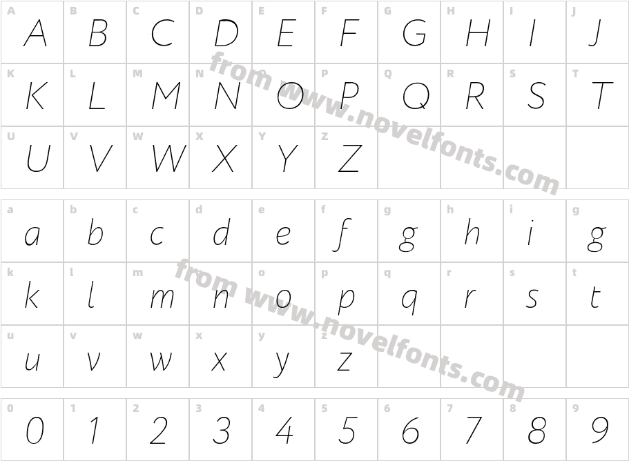 Circe Extra Light ItalicCharacter Map
