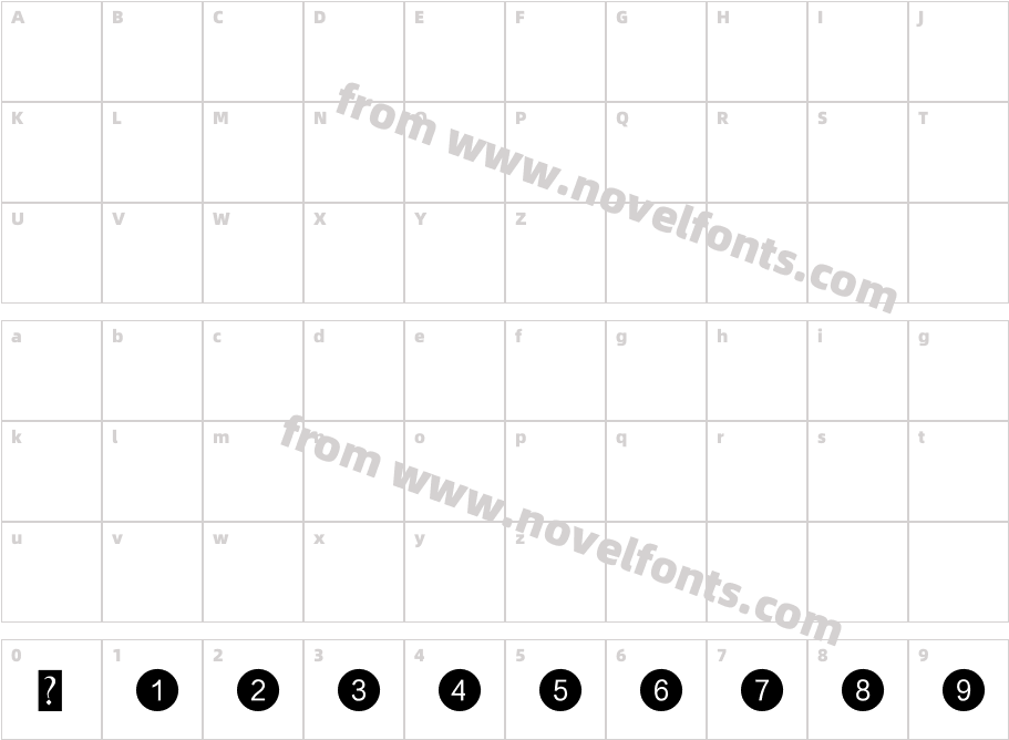 Circle numbers 黑体圈码 阴圈Character Map