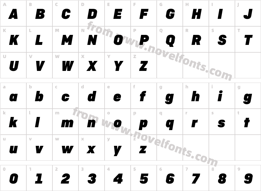 Ciutadella Display Ultra Black ItalicCharacter Map
