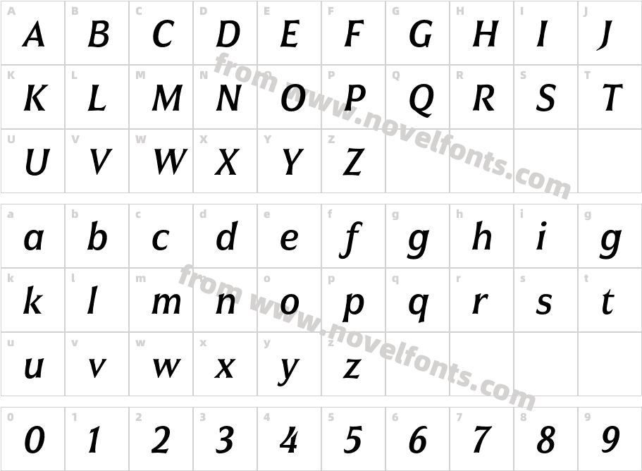 Civane Cond Medium ItalicCharacter Map