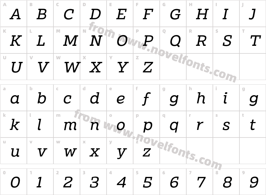 Clab ItalicCharacter Map