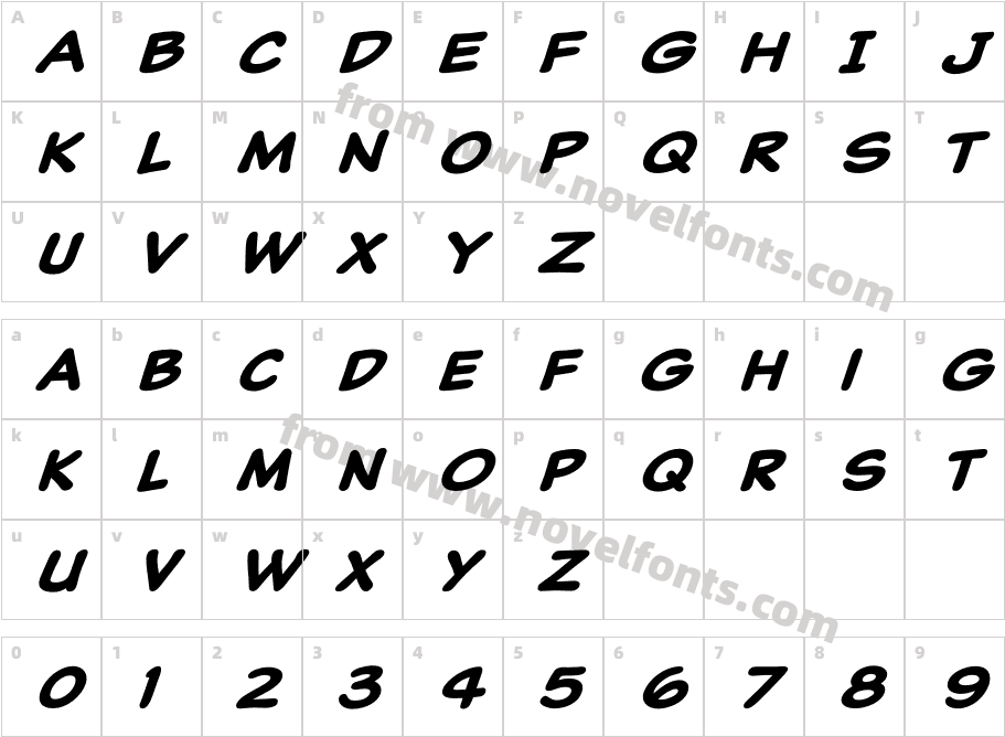 Classic Comic Bold ItalicCharacter Map