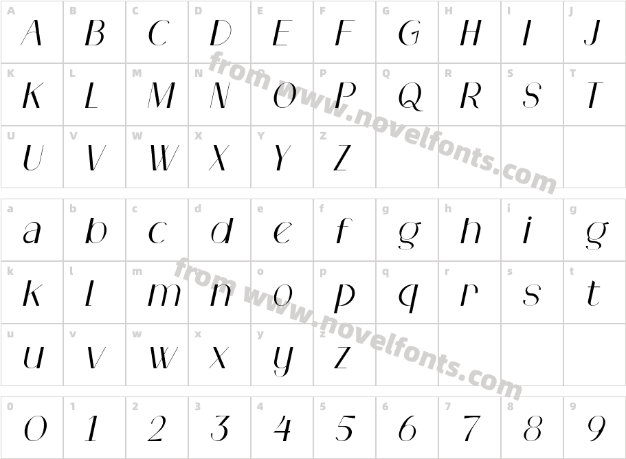 Classical Stories ItalicCharacter Map