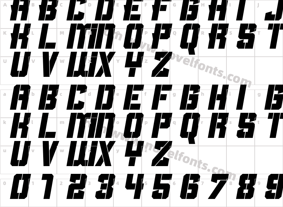 Clean Sports StencilCharacter Map