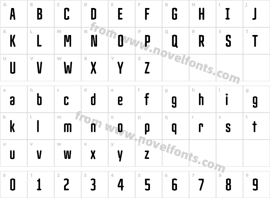 Clicker Compressed BoldCharacter Map