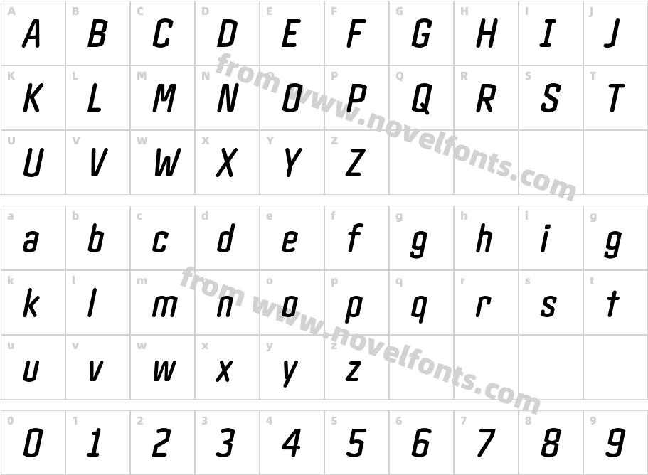 Clicker Condensed Semibold ItalicCharacter Map