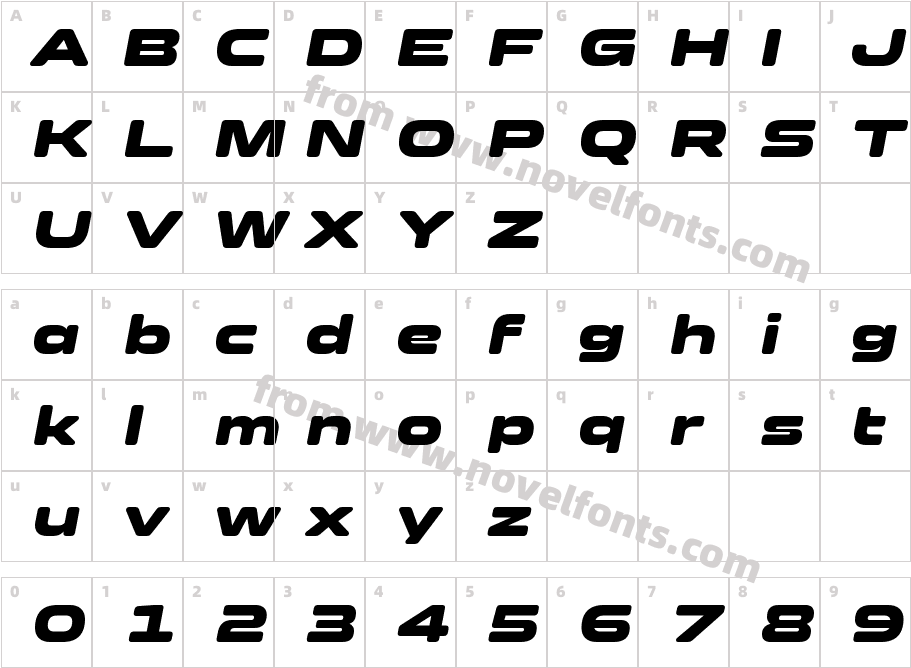 Clonoid W05 Black ItalicCharacter Map