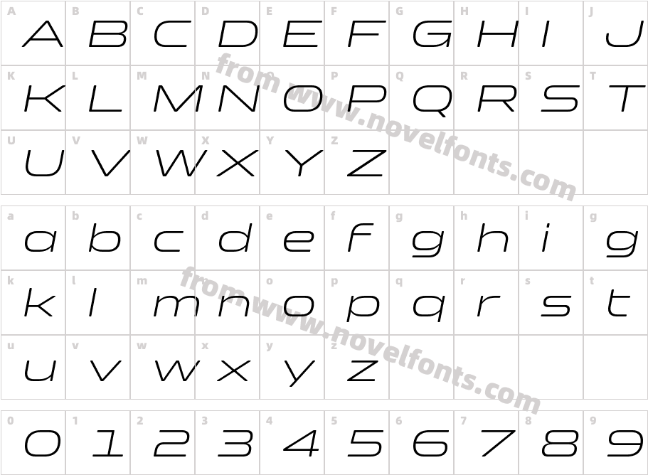 Clonoid W05 Light ItalicCharacter Map