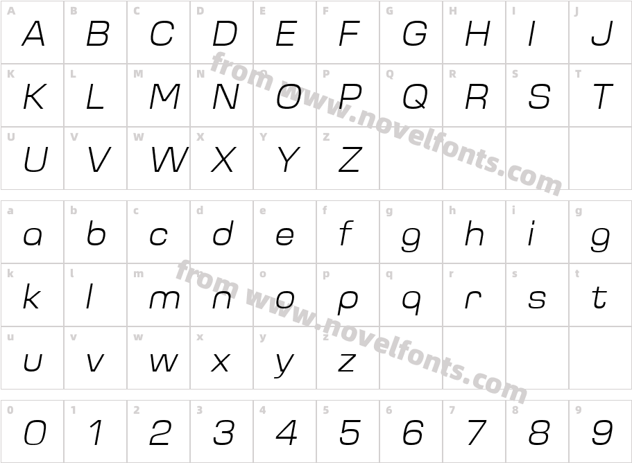 Cobe Light ItalicCharacter Map