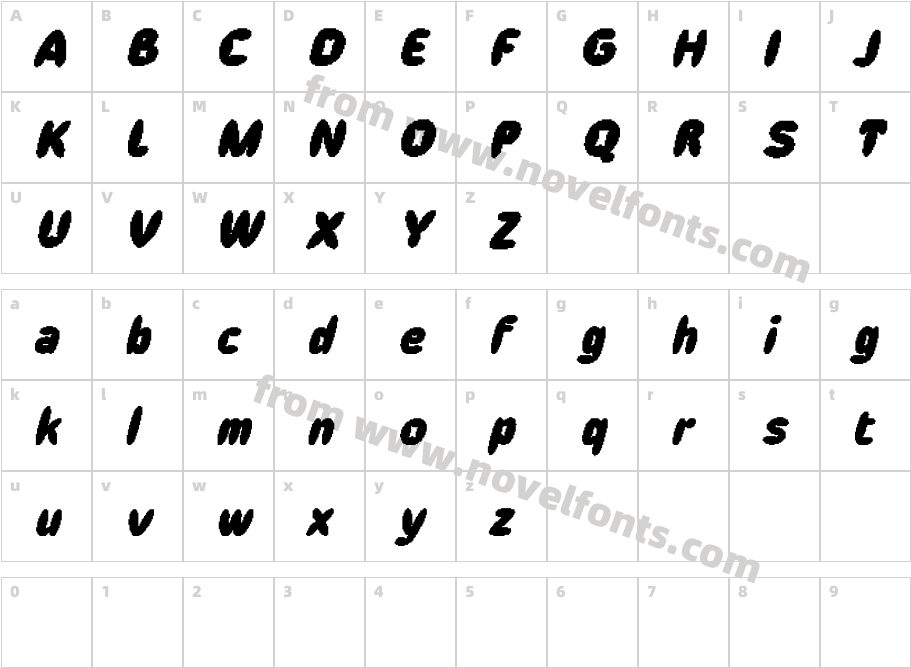 Cocana Pixel Demo RegularCharacter Map