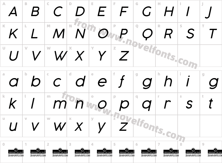 Cocogoose Pro Light ItalicCharacter Map