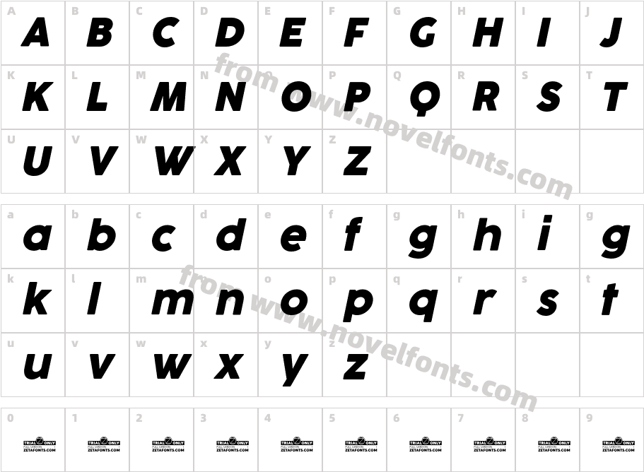 Cocogoose Pro Trial Bold ItalicCharacter Map