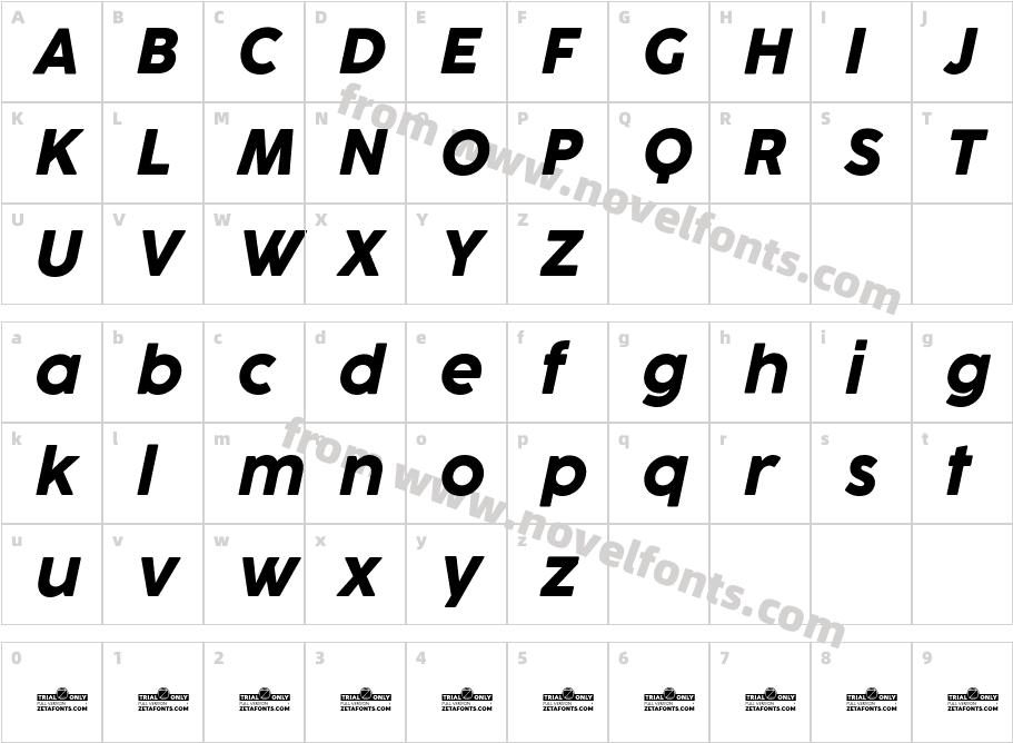 Cocogoose Pro Trial ItalicCharacter Map