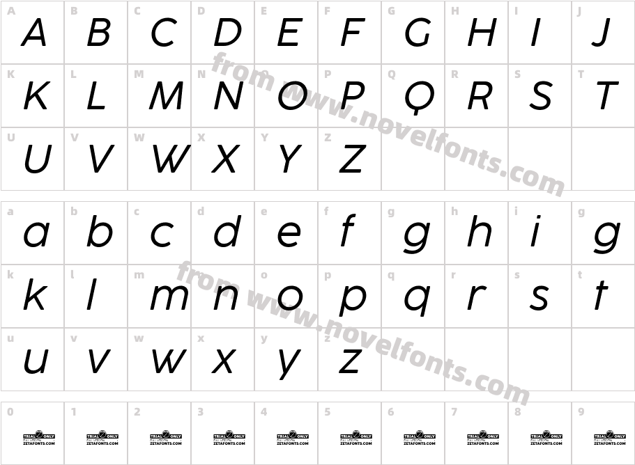 Cocogoose Pro Trial Light ItalicCharacter Map