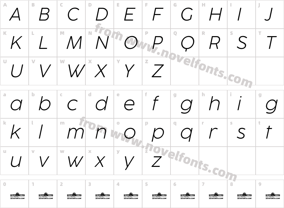 Cocogoose Pro Trial Ultralight ItalicCharacter Map