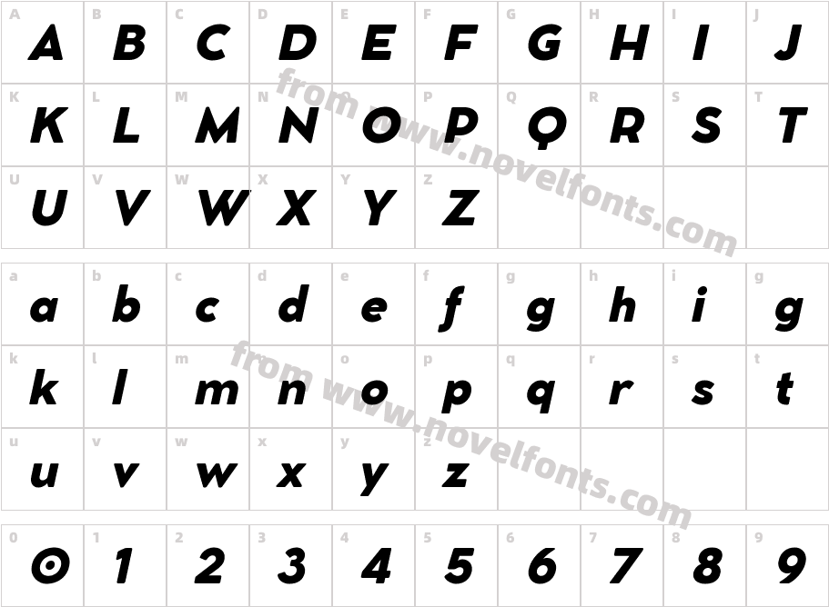 Cocomat Pro Black ItalicCharacter Map