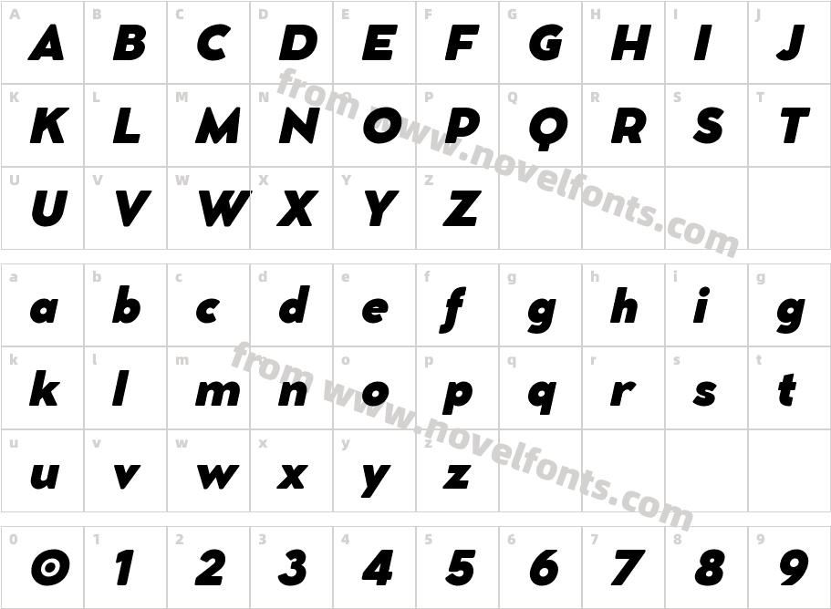 Cocomat Pro Heavy ItalicCharacter Map