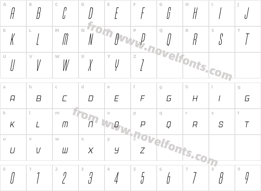 Cold Cuts Light ItalicCharacter Map