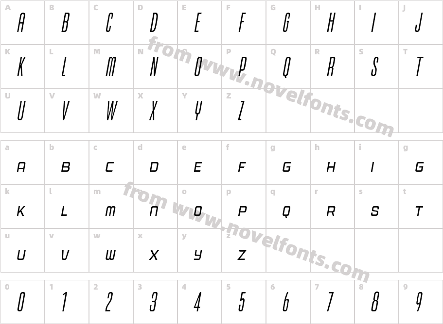 Cold Cuts Regular ItalicCharacter Map
