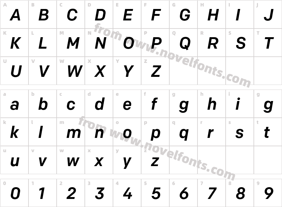 Colfax Medium ItalicCharacter Map