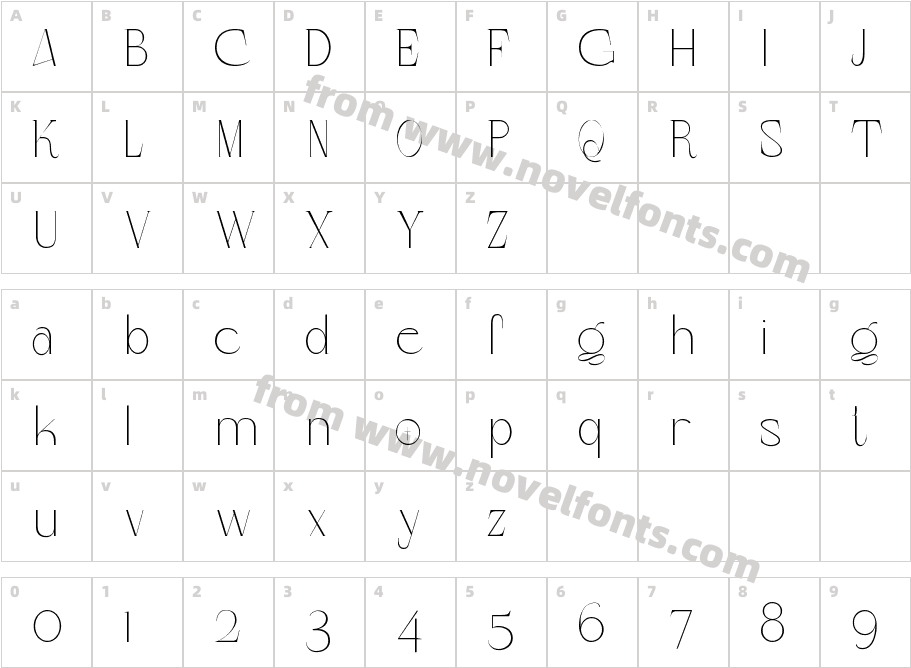 Colibre Bristole Pro Extra LightCharacter Map