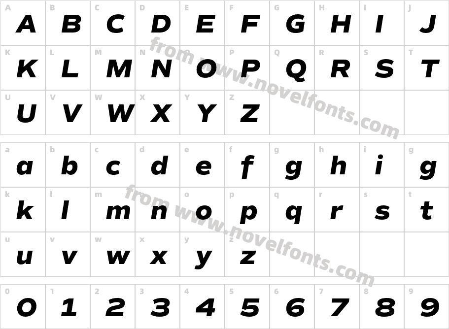 Commuters Sans Extra Bold ItalicCharacter Map