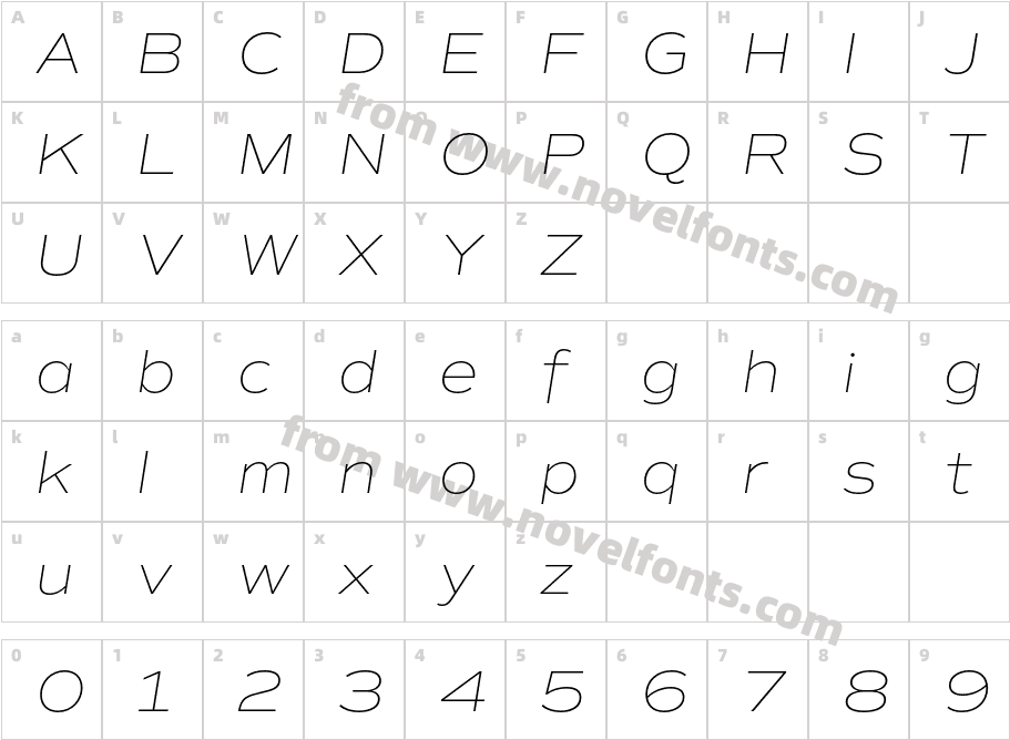 Commuters Sans Thin ItalicCharacter Map