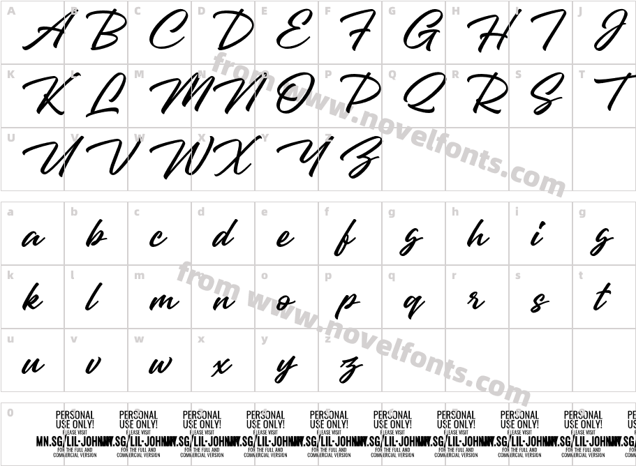 Lil Johnny PERSONAL USE ONLYCharacter Map